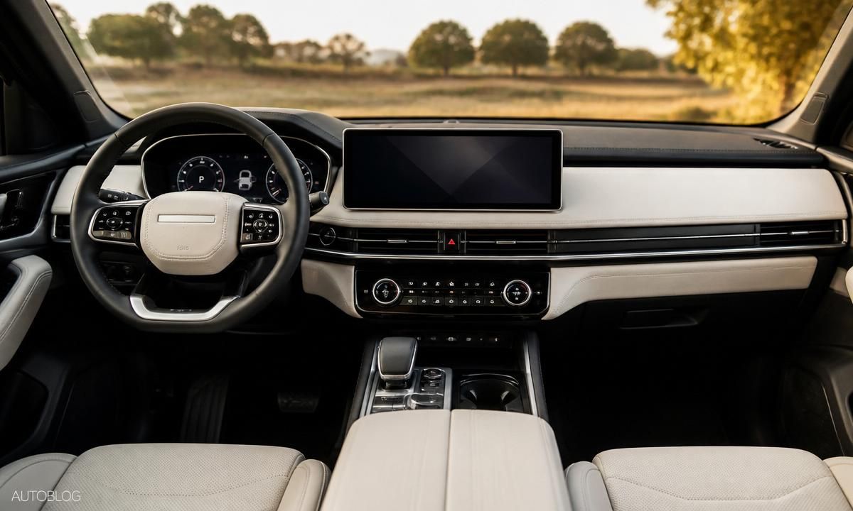 Redesigned 2026 Subaru Outback dashboard with a 12.1-inch landscape touchscreen, digital gauge cluster, and physical climate controls