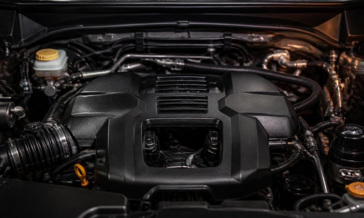 Close-up of the Subaru Boxer engine bay under the hood of a 2026 Outback